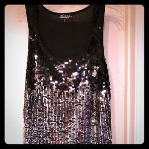 Black/silver sequined tank